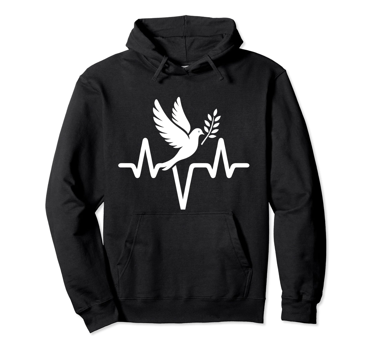 Heartbeat Peace Dove And Olive Branch Hoodie - Graphic Print Men Women