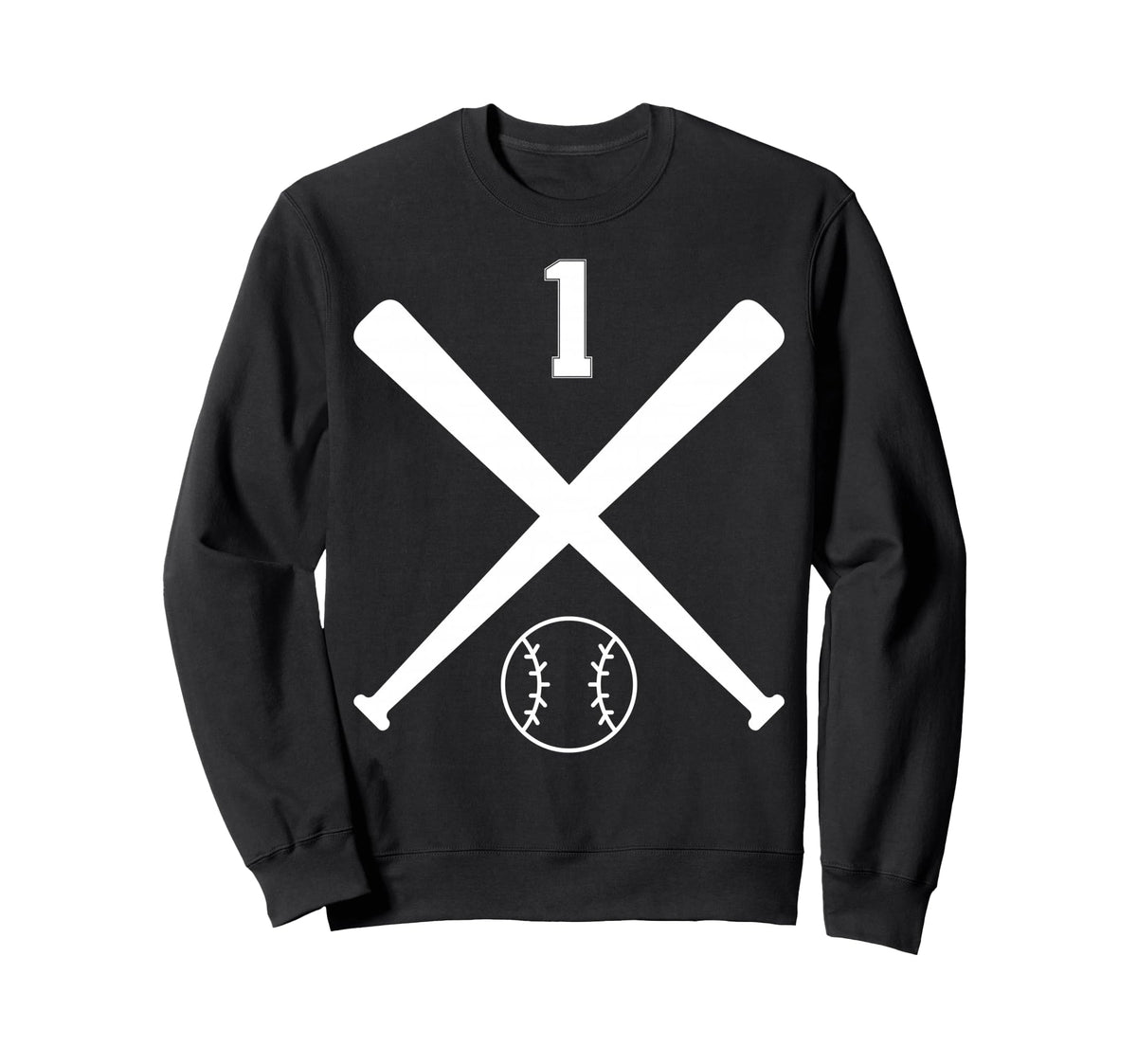 1 Baseball Softball Number Sweatshirt - Novelty Apparel for Adults