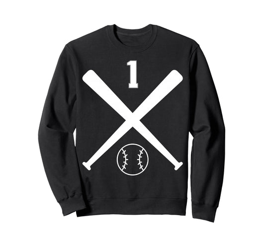 1 Baseball Softball Number Sweatshirt - Novelty Apparel for Adults