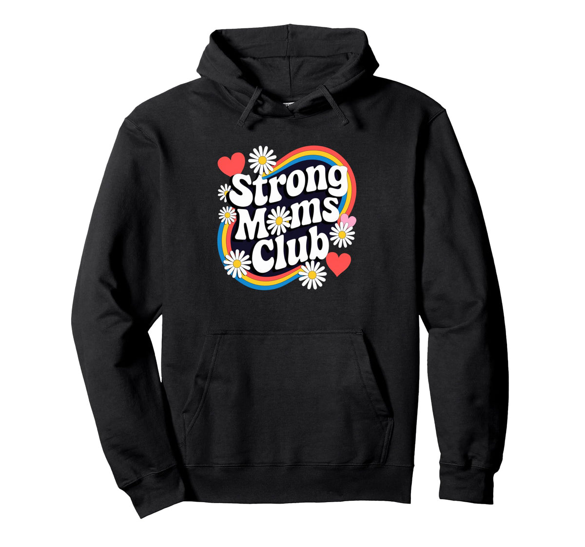 Strong Moms Club Groovy Empowerment Funny Hoodie - Minimalist Print Unisex