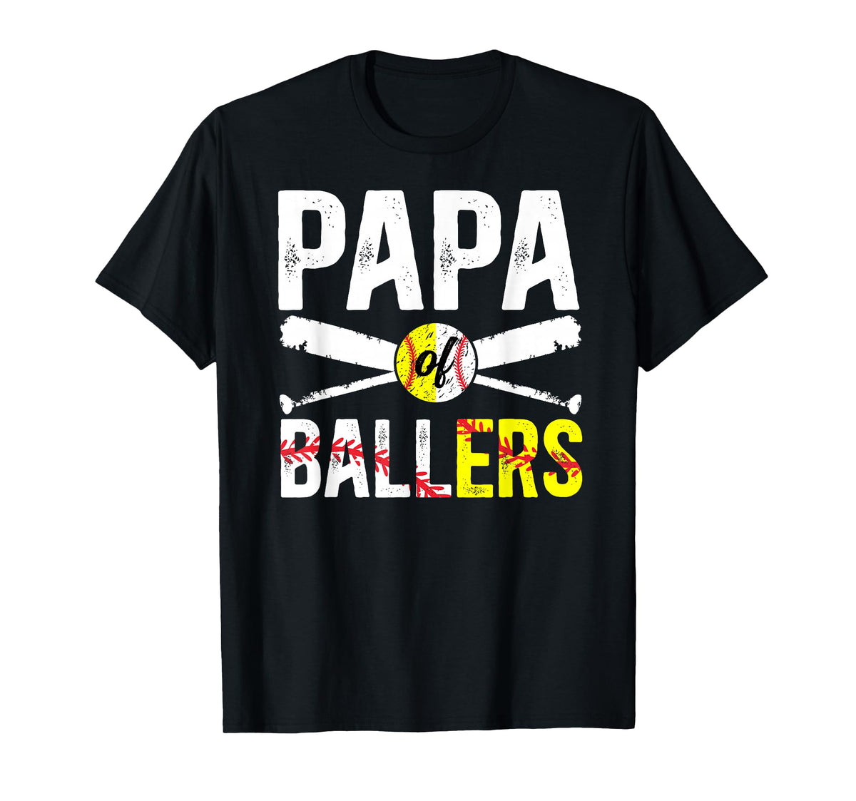 Papa Ballers Baseball Softball Papa Grandpa T-Shirt - Trendy Graphic Unisex