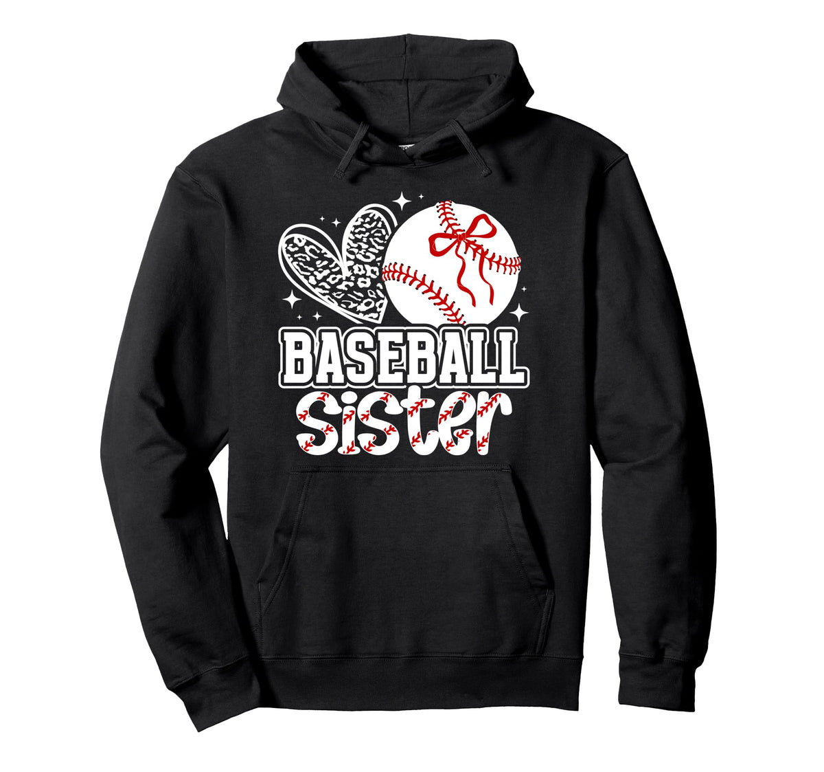 Baseball Sister Heart Sister Hoodie - Casual Everyday Wear for Adults