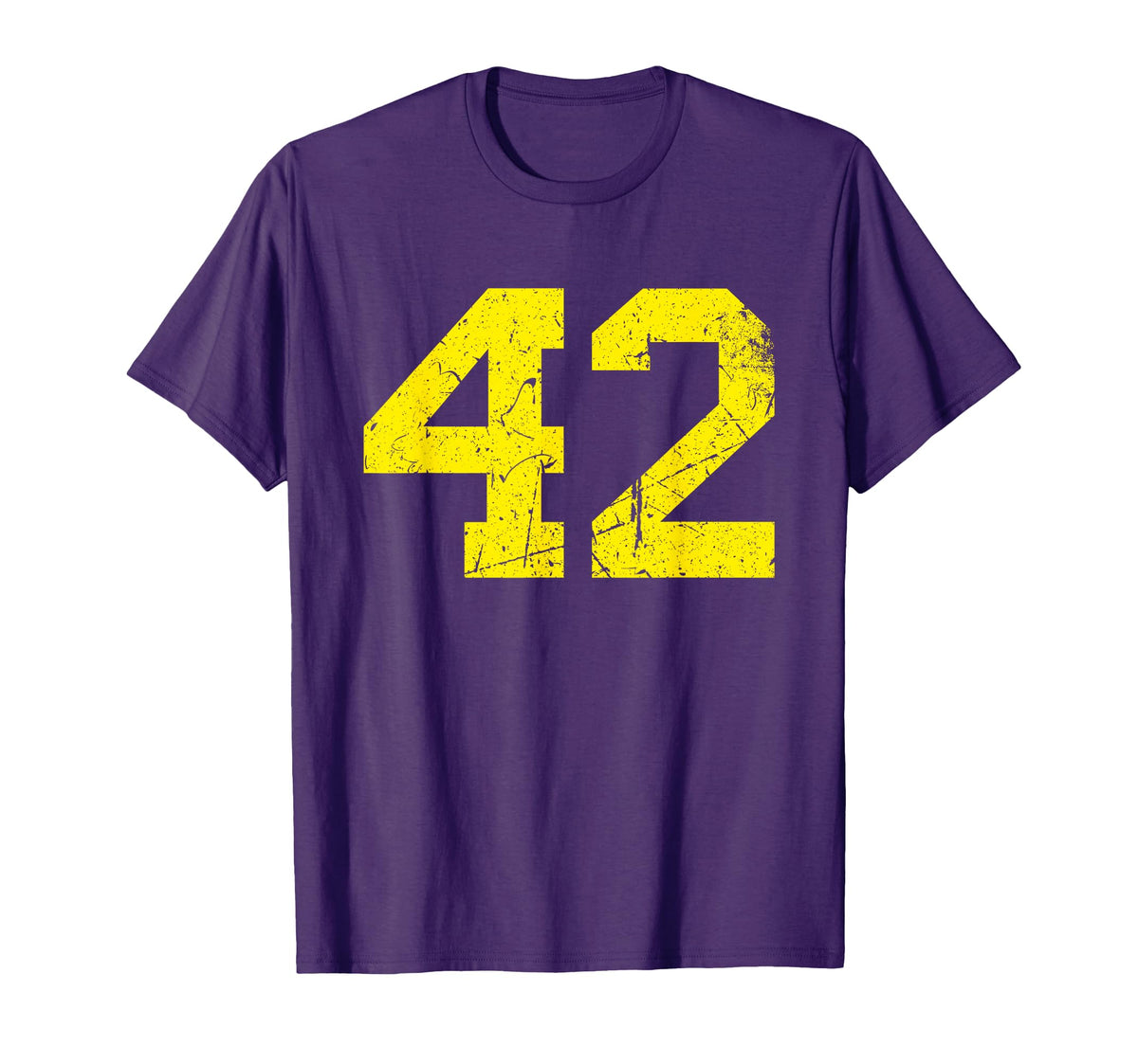 Yellow Number 42 Sports Team Varsity T-Shirt - Aesthetic Graphic Men Women