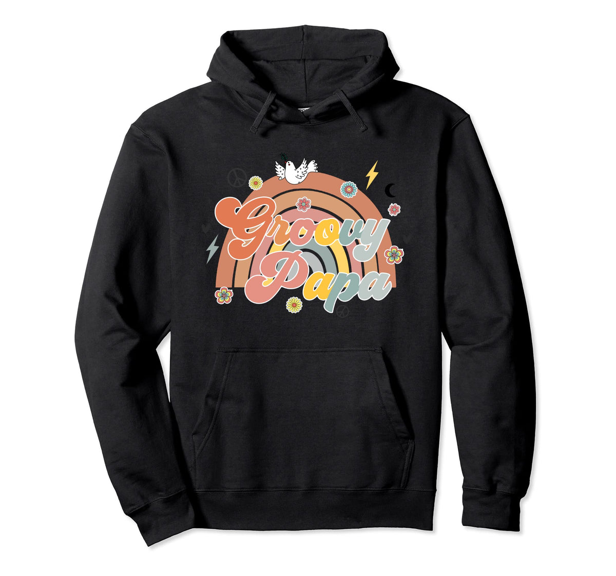 Groovy Papa Matching Family Shower Fathers Hoodie - Novelty Apparel Unisex