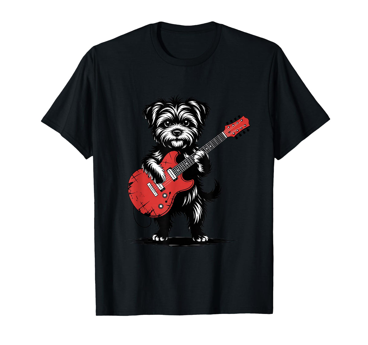 Electric Guitar Dog Rock Puppy Music T-Shirt - Aesthetic Graphic Unisex