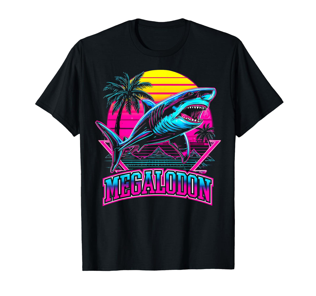 Megalodon Shark Ocean Vaporwave T-Shirt - Streetwear Style Men Women