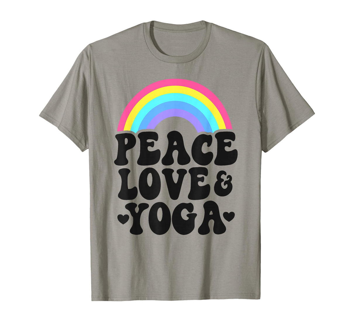 Peace Love Yoga Rainbow Hippie Yoga T-Shirt - Fun Novelty Design Unisex