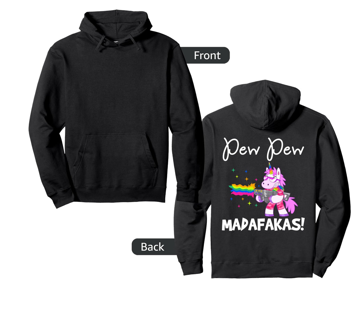 Pew Madafakas Funny Fantasy Unicorn Rainbow Hoodie - Trendy Graphic Unisex
