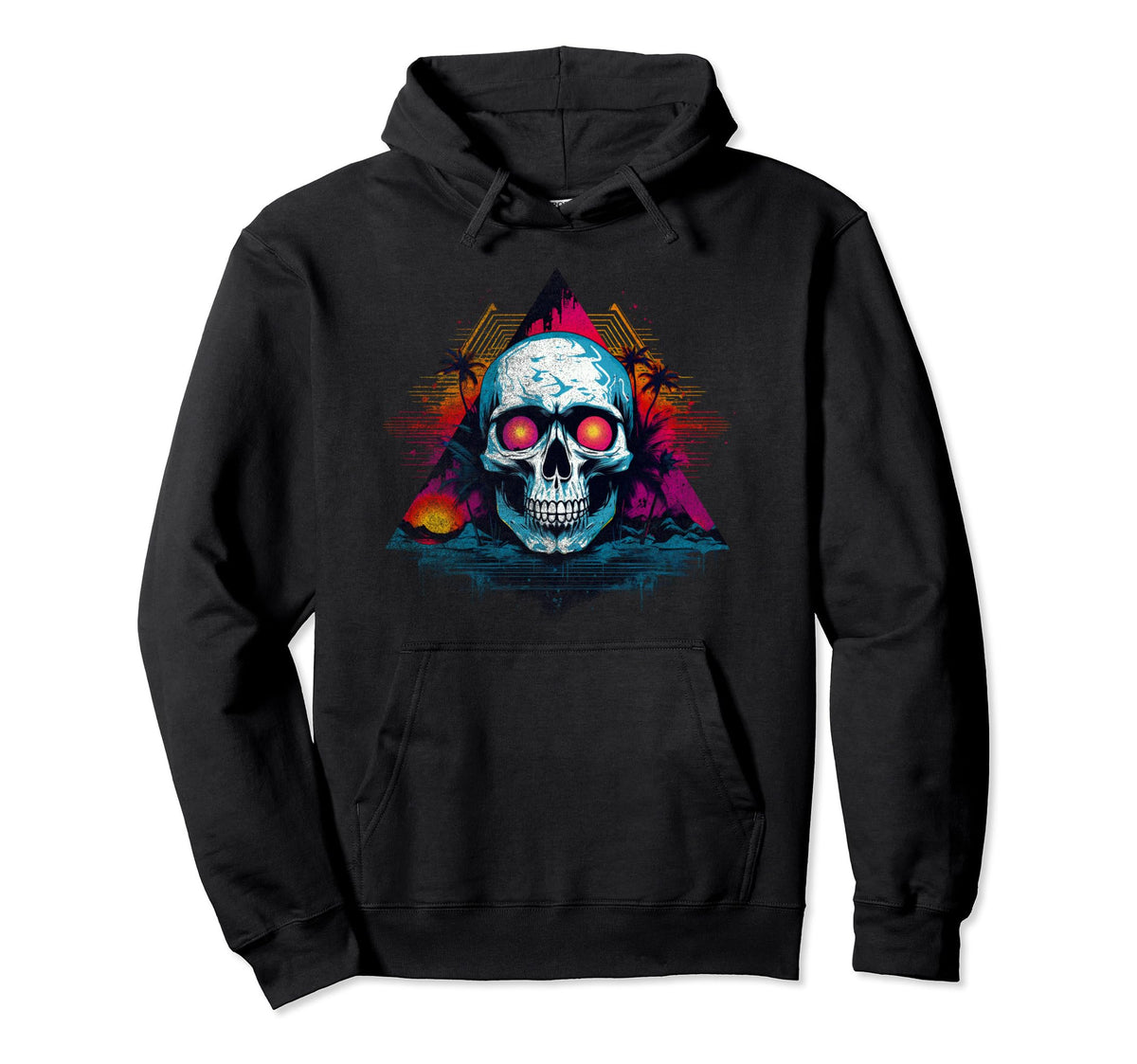 Skull Vaporwave Retrowave Aesthetic Hoodie - Trendy Graphic Men Women
