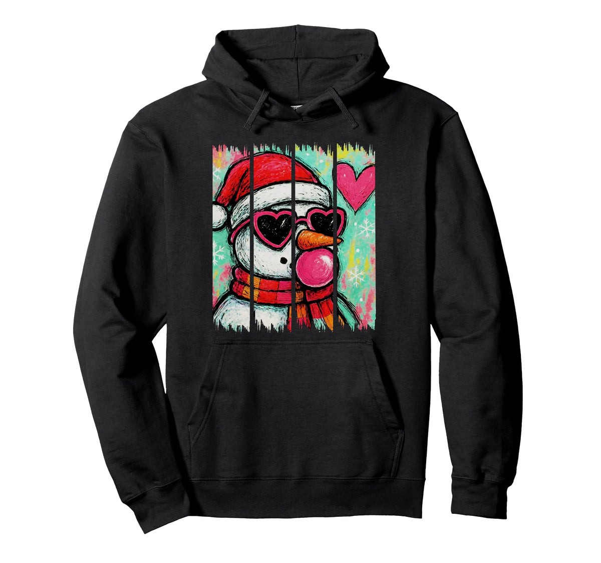 Boho Snowman Blowing Bubble Gum Holiday Hoodie - Streetwear Style Men Women