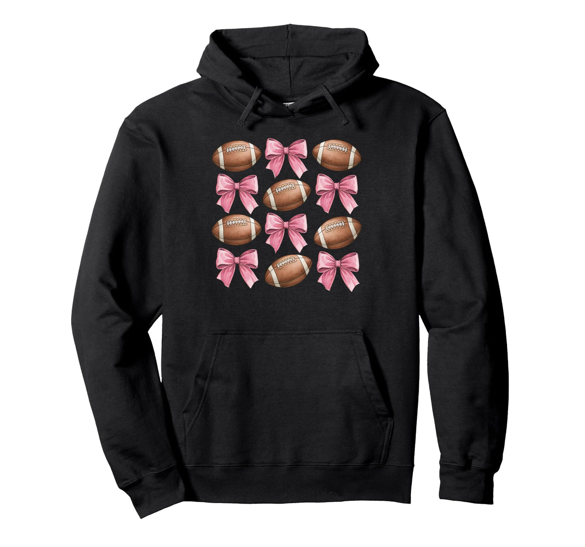 Coquette Ribbon Bow Football Mom Game Day Hoodie - Novelty Apparel Unisex