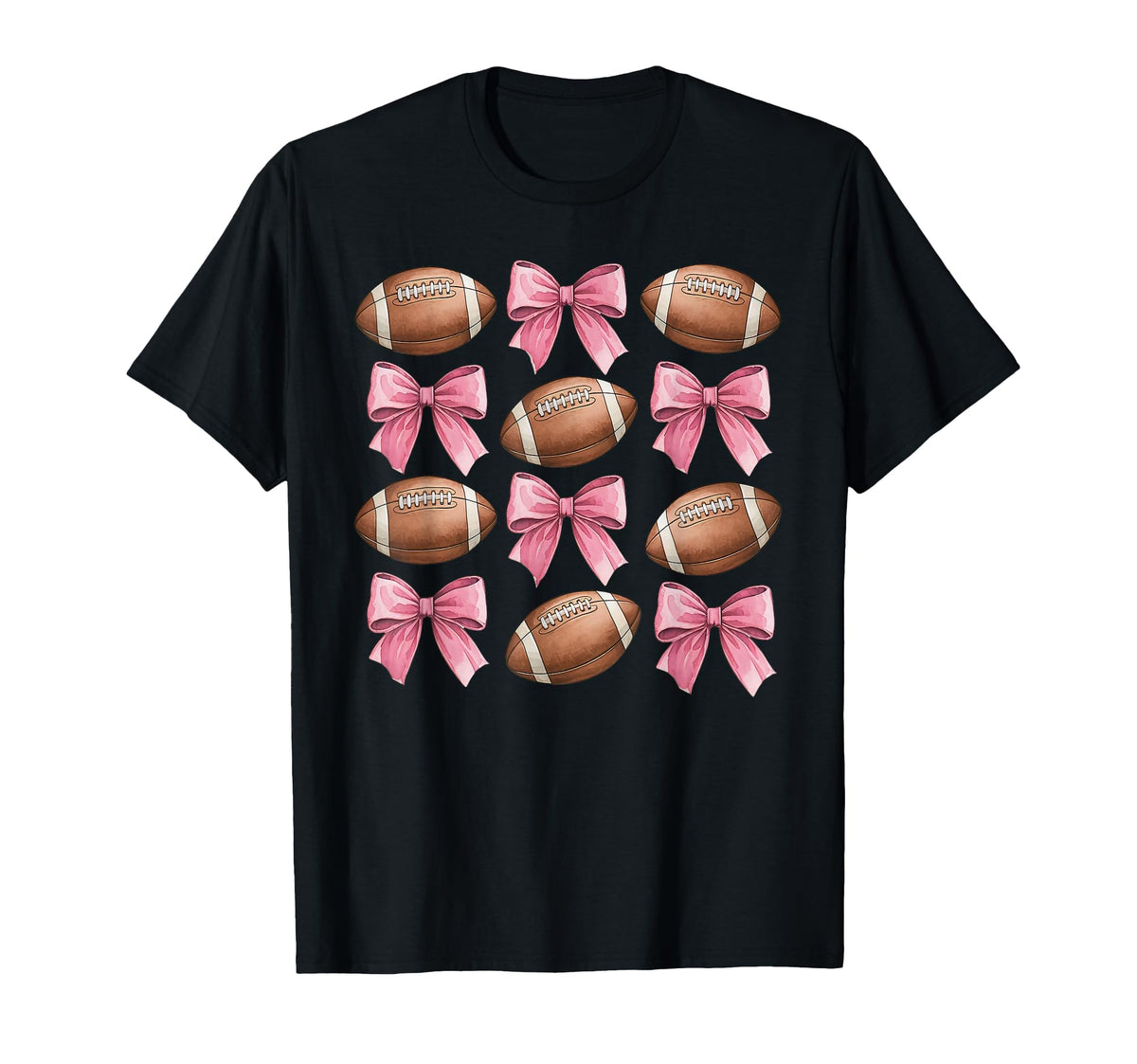 Coquette Ribbon Bow Football Mom T-Shirt - Streetwear Style for Adults