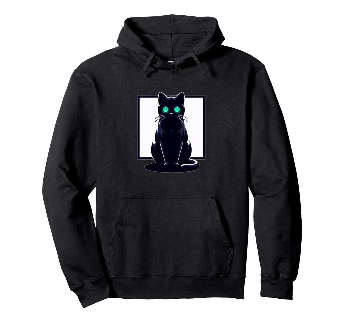 Emerald Gaze Black Cat Lofi Vaporwave Hoodie - Casual Everyday Wear Unisex
