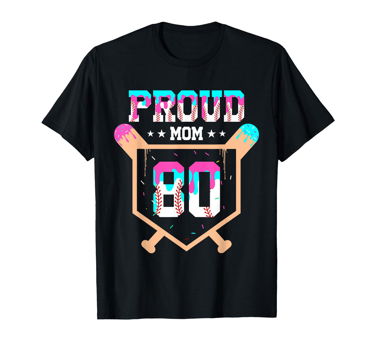 Proud Mom Baseball Player Number 80 T-Shirt - Streetwear Style Men Women