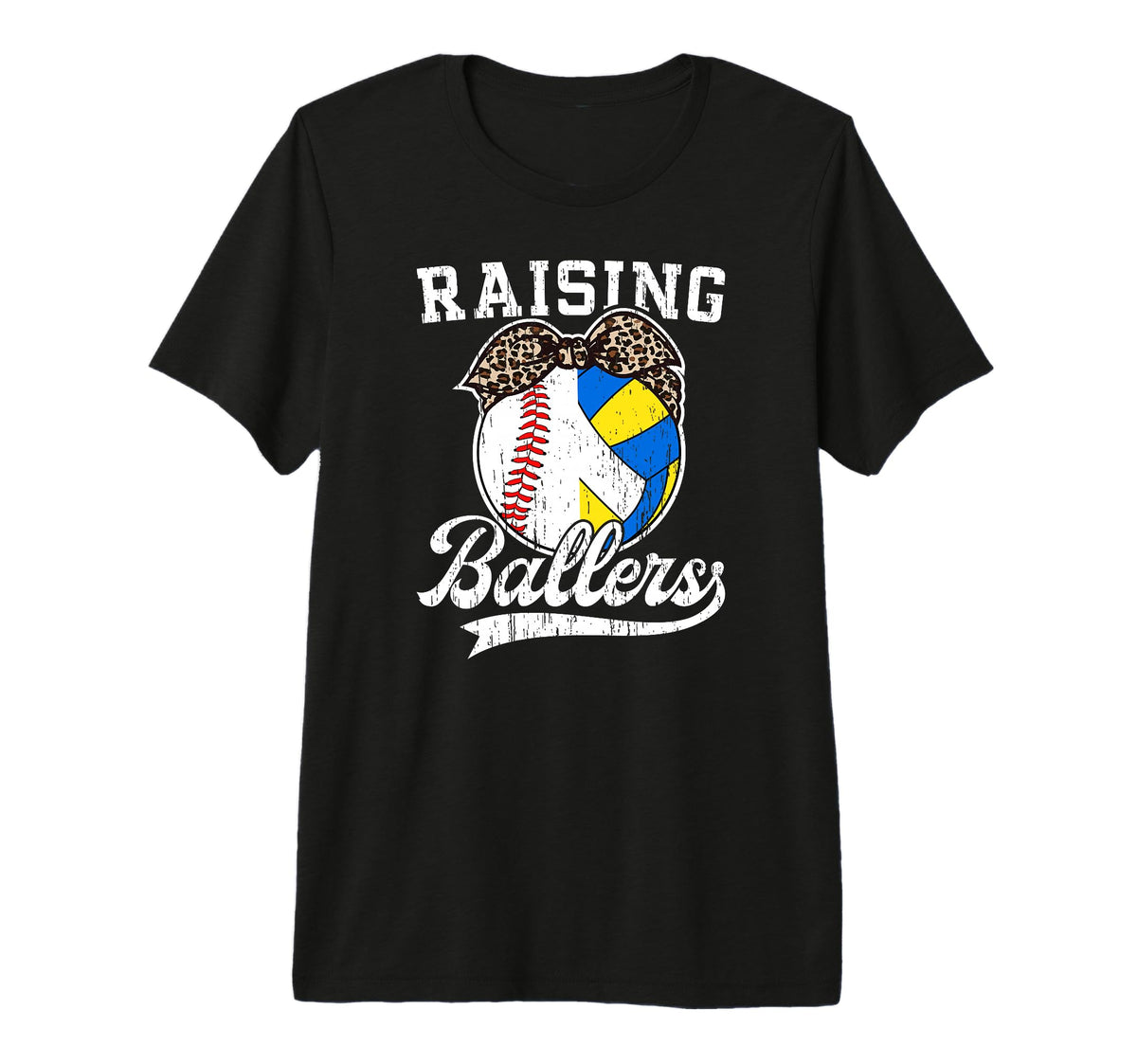 Raising Ballers Baseball Volleyball Mom T-Shirt - Trendy Graphic Men Women