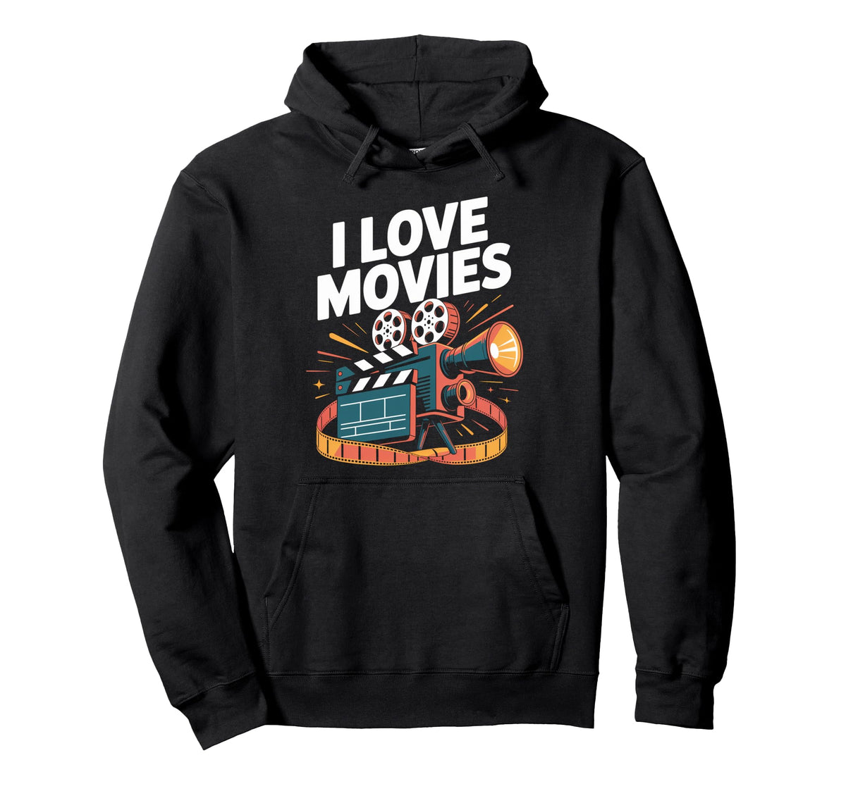 I Love Movies Camera Enthusiast Hoodie - Graphic Print for Adults
