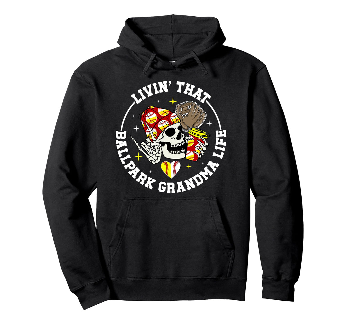 Livin That Ballpark Grandma Life Hoodie - Custom Art Print for Adults