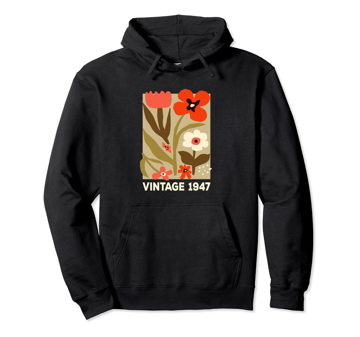 1947 Boho Floral Flower 77Th Birthday Hoodie - Custom Art Print Men Women