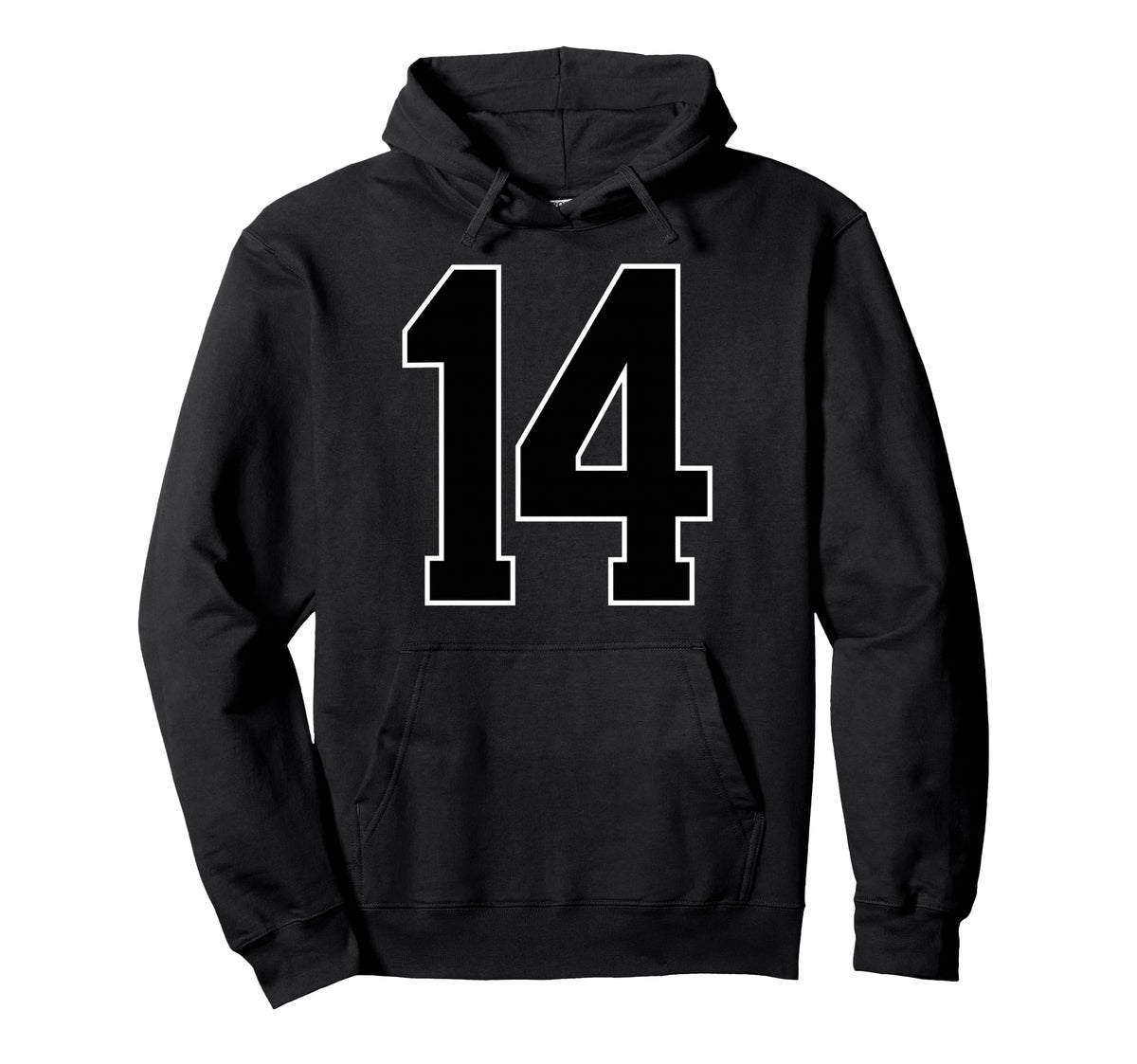 Black Sports Team Number 14 Fan Hoodie - Minimalist Print Men Women