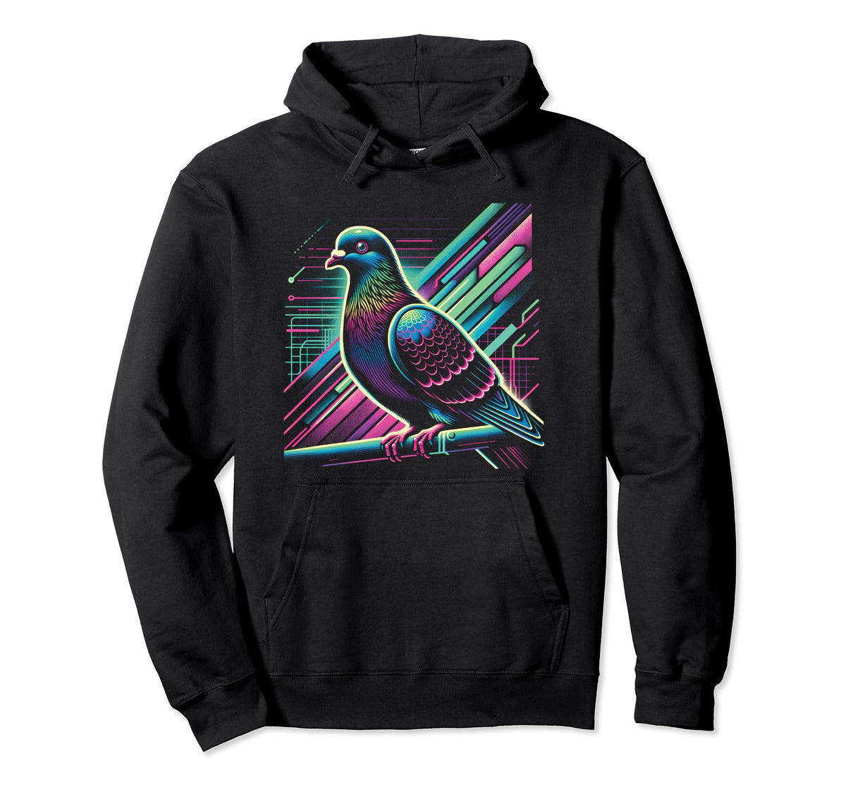 Pigeon Vaporwave Vivid 80S 90S Era Bird Hoodie - Graphic Print Men Women