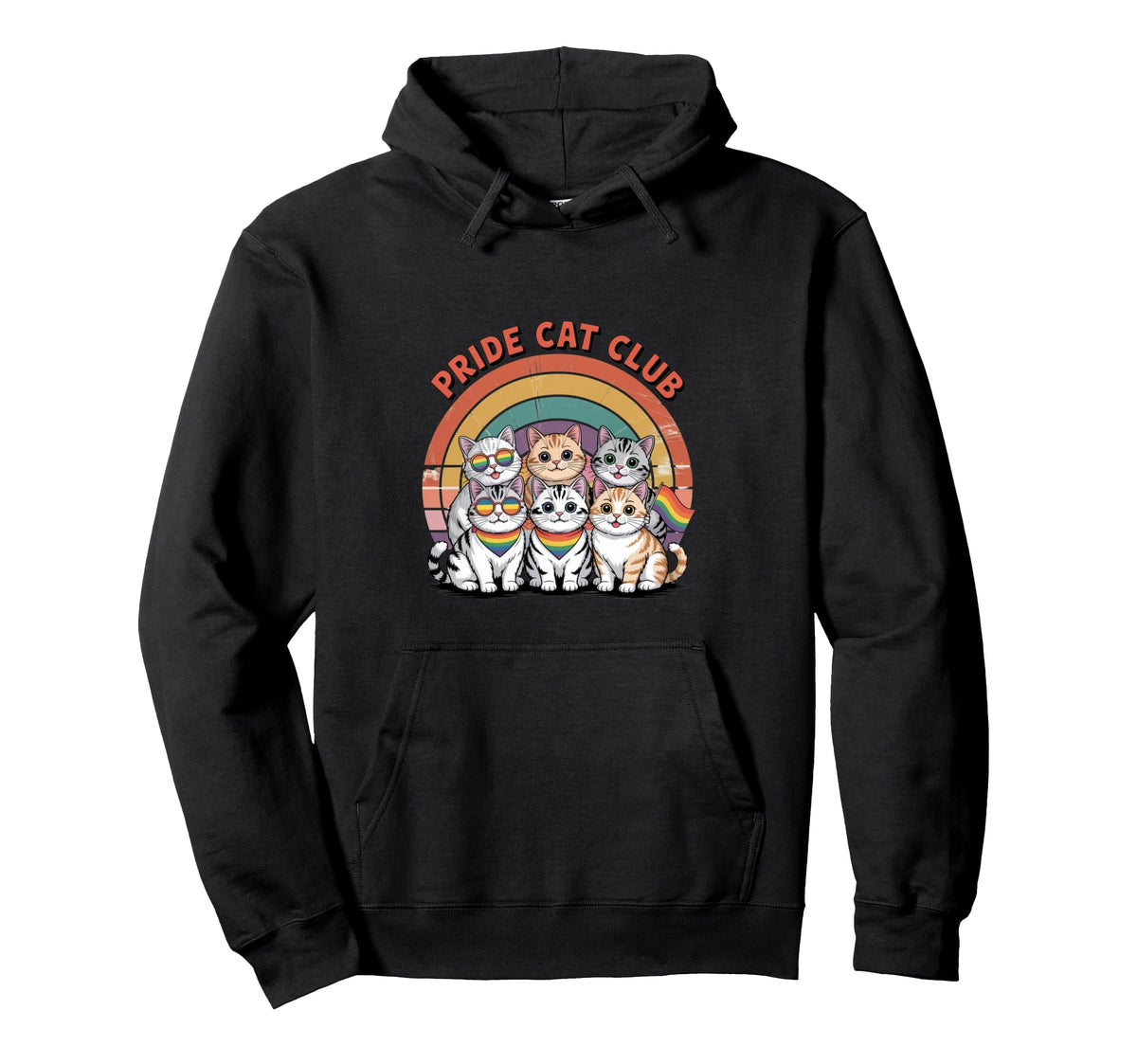 Pride Cat Club Lgbtq Rainbow Cats Funny Hoodie - Graphic Print Men Women