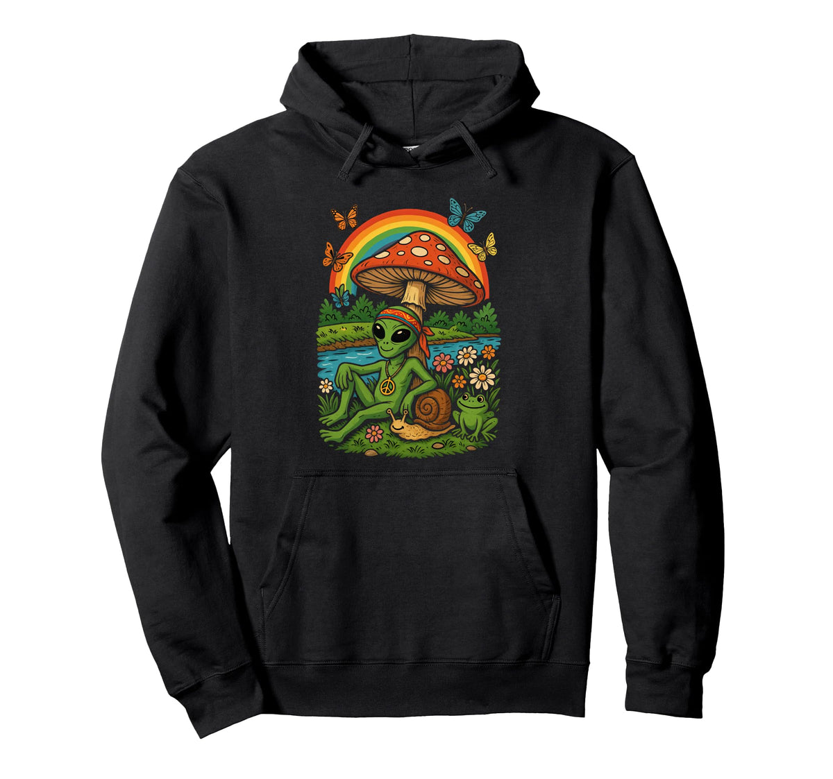 Hippie Alien Groovy Bohemian Hoodie - Casual Everyday Wear Men Women