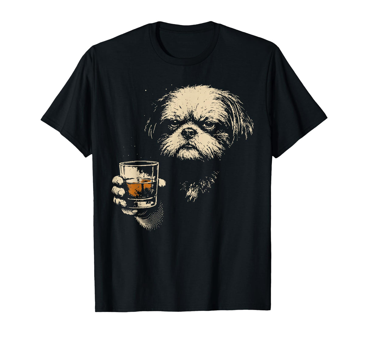 Shih Tzu Drinking Whiskey 90S T-Shirt - Streetwear Style Men Women
