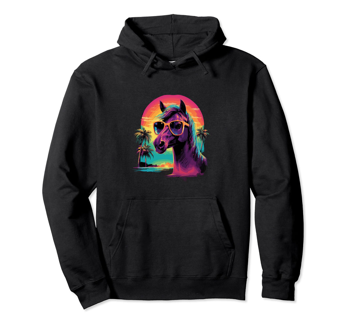 Funny Horse Vaporwave Aesthetic Animal Hoodie - Minimalist Print Unisex