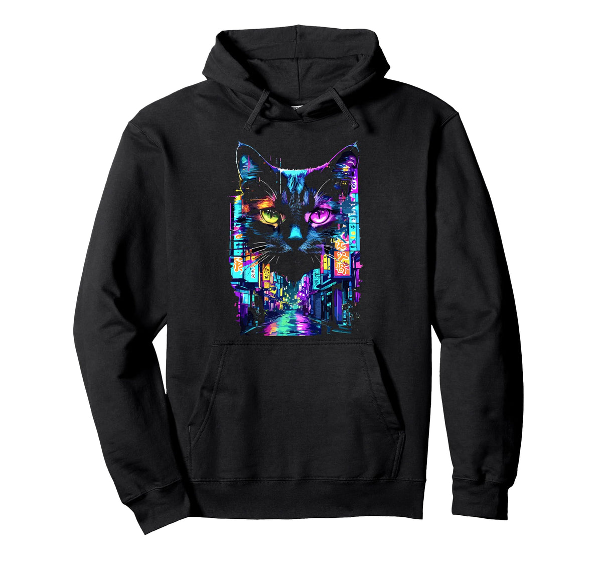 Vaporware Cat Tokyo Street Japanese Hoodie - Fun Novelty Design for Adults