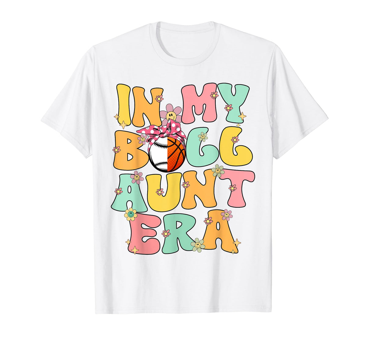 My Ball Aunt Era Groovy Baseball T-Shirt - Casual Everyday Wear Unisex