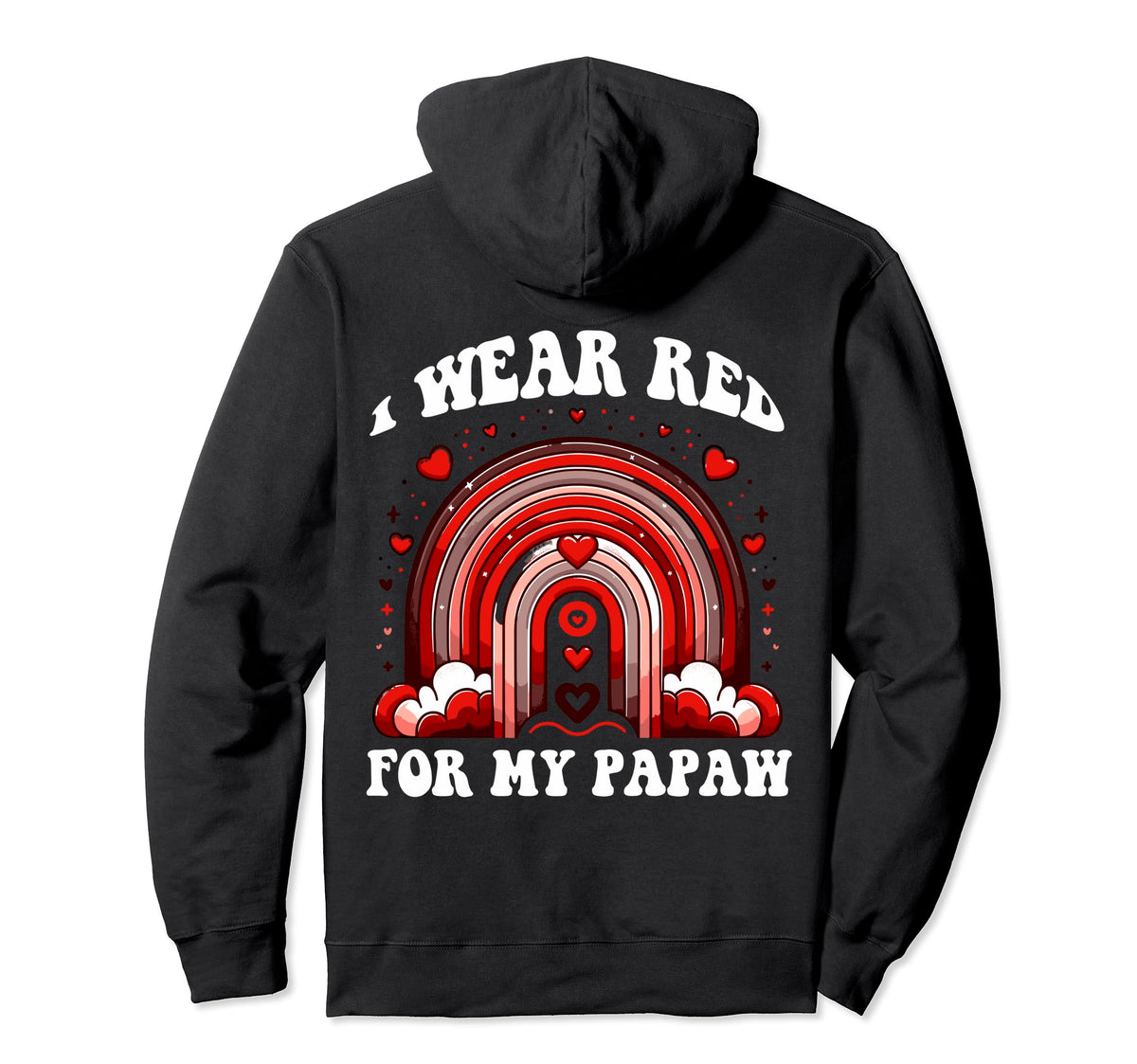 Red Papaw Heart Disease Awareness Hoodie - Minimalist Print for Adults
