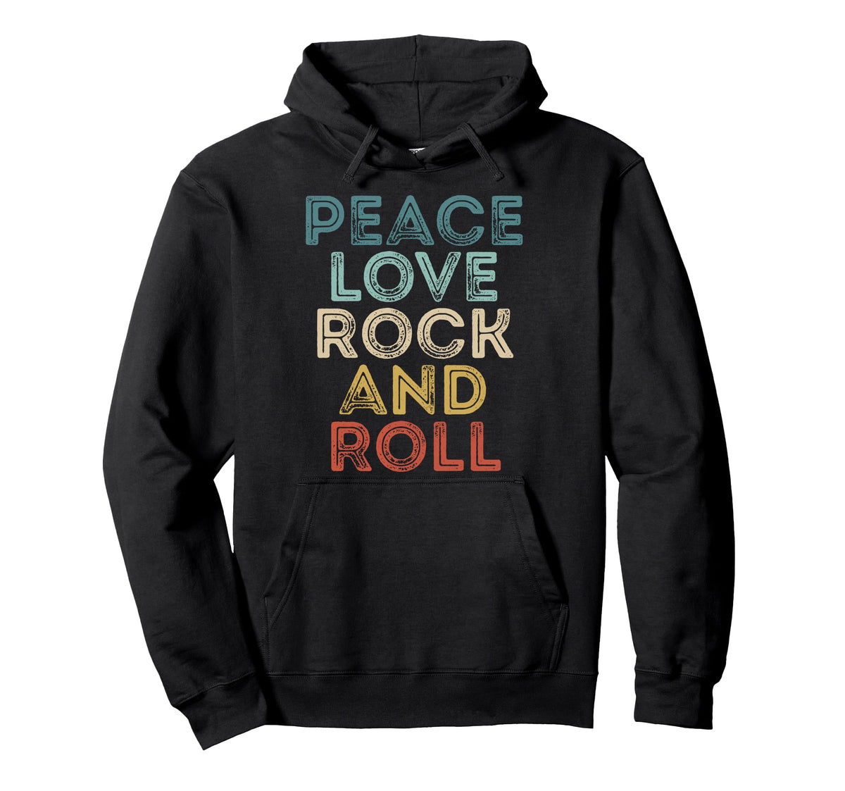 Peace Love Rock And Roll Rock Hoodie - Casual Everyday Wear Men Women