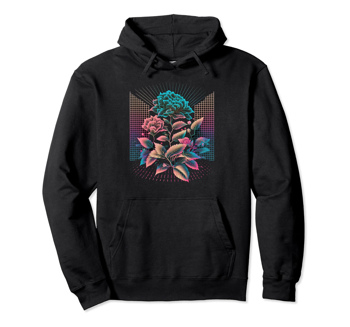 Aesthetic Vaporwave Japanese Flowers Hoodie - Minimalist Print Men Women