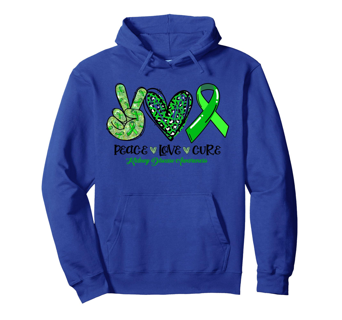 Peace Love Cure Ribbon Kidney Disease Hoodie - Novelty Apparel Men Women