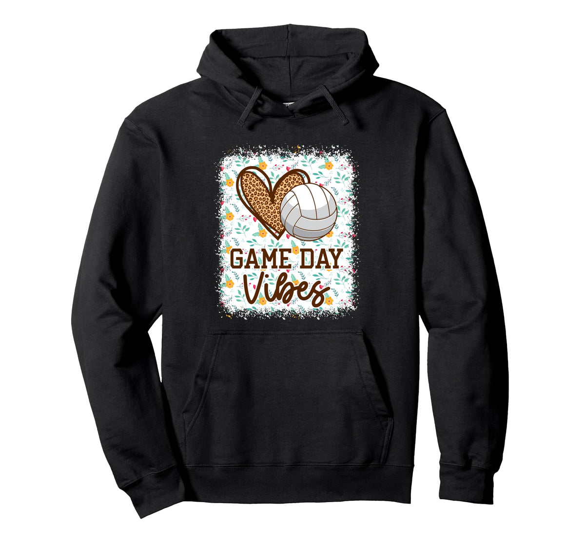 Floral Volleyball Game Day Vibes Hoodie - Minimalist Print Men Women