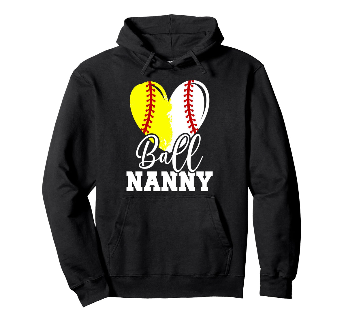 Ball Nanny Heart Baseball Hoodie - Casual Everyday Wear for Adults