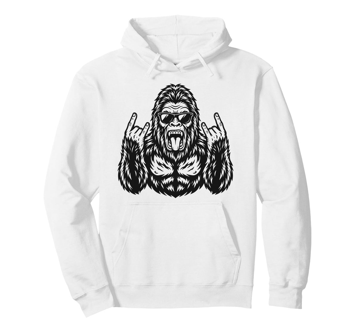 Rock Bigfoot Heavy Metal Vibes Sasquatch Hoodie - Graphic Print Men Women