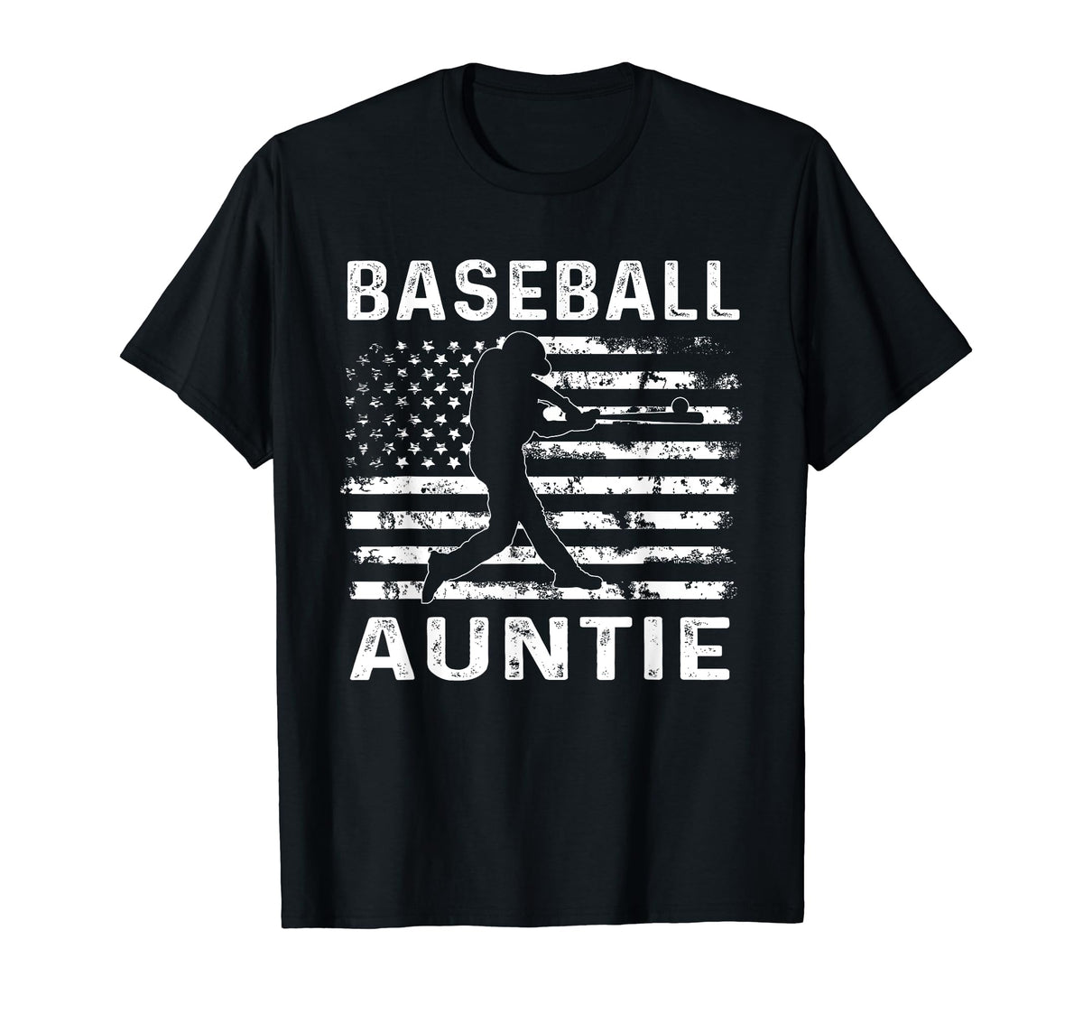 Baseball Auntie Aunt Usa Flag 4Th T-Shirt - Aesthetic Graphic Men Women
