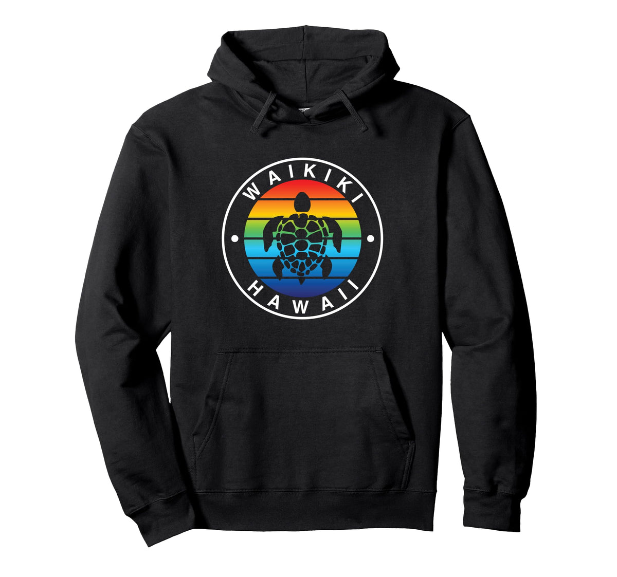 Waikiki Hawaii Sea Turtle Rainbow Ocean Hoodie - Novelty Apparel Men Women