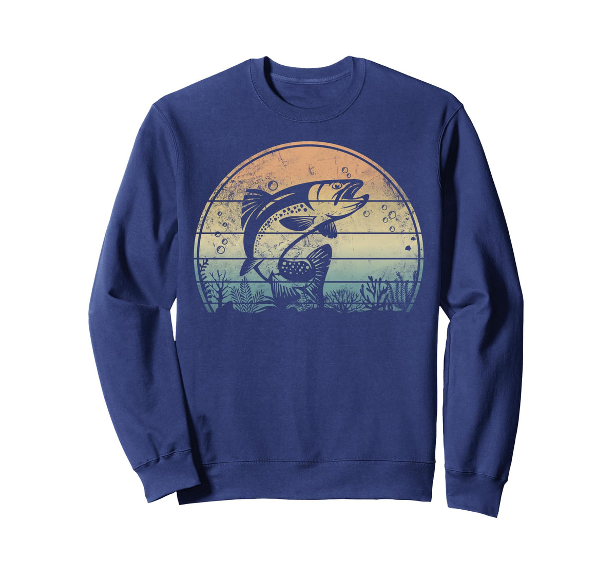 Distressed Rainbow Trout Fish Sweatshirt - Casual Everyday Wear Men Women