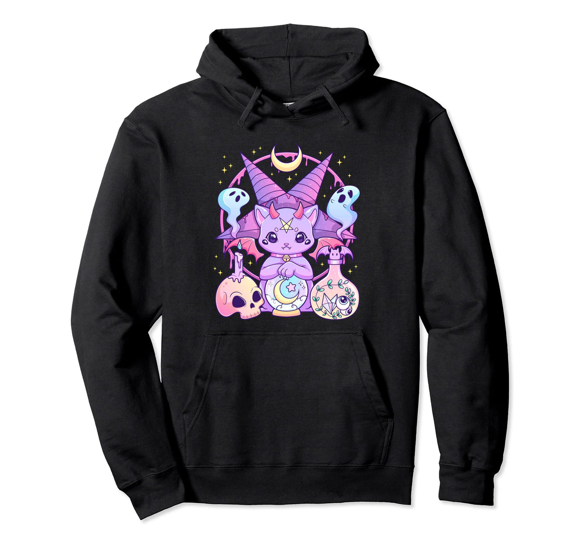 Kawaii Pastel Goth Creepy Pentagram Hoodie - Casual Everyday Wear Unisex
