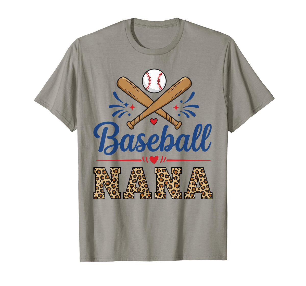 Baseball Nana Leopard And Heart T-Shirt - Streetwear Style Men Women