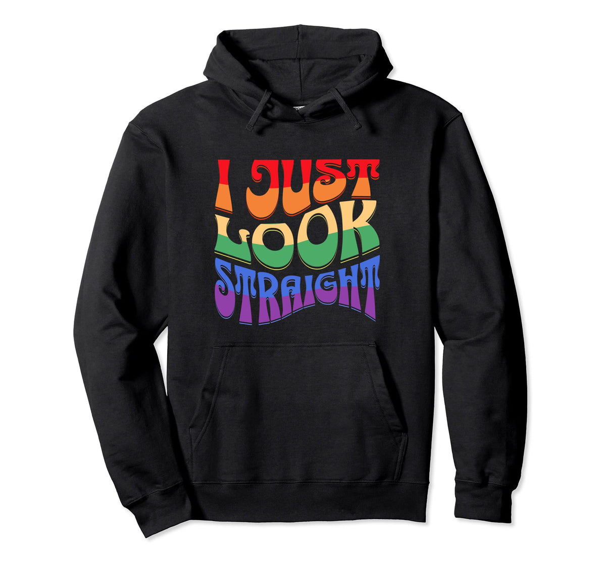 Lgbtq Groovy Rainbow I Just Straight Lgbt Hoodie - Graphic Print for Adults