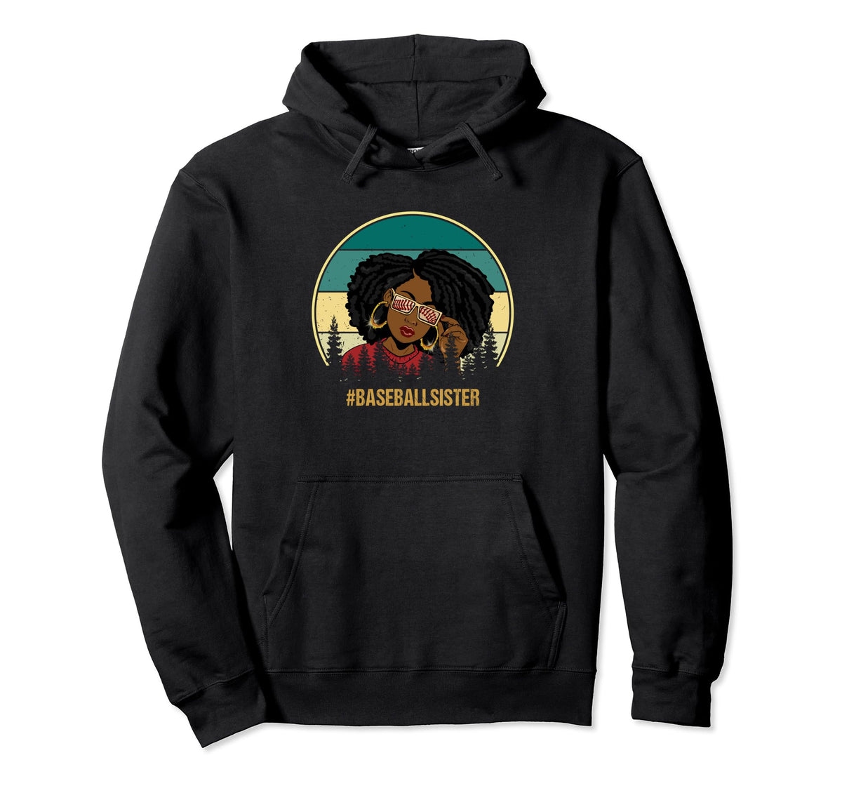 Black Baseball Sister Baseball Sister Hoodie - Minimalist Print for Adults