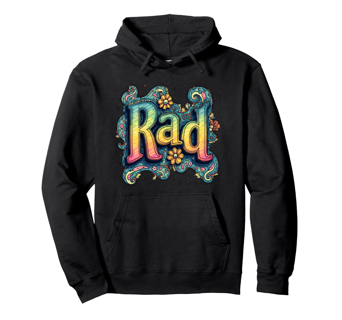 Rad Typography 70S Groovy Aesthetic Hoodie - Streetwear Style for Adults