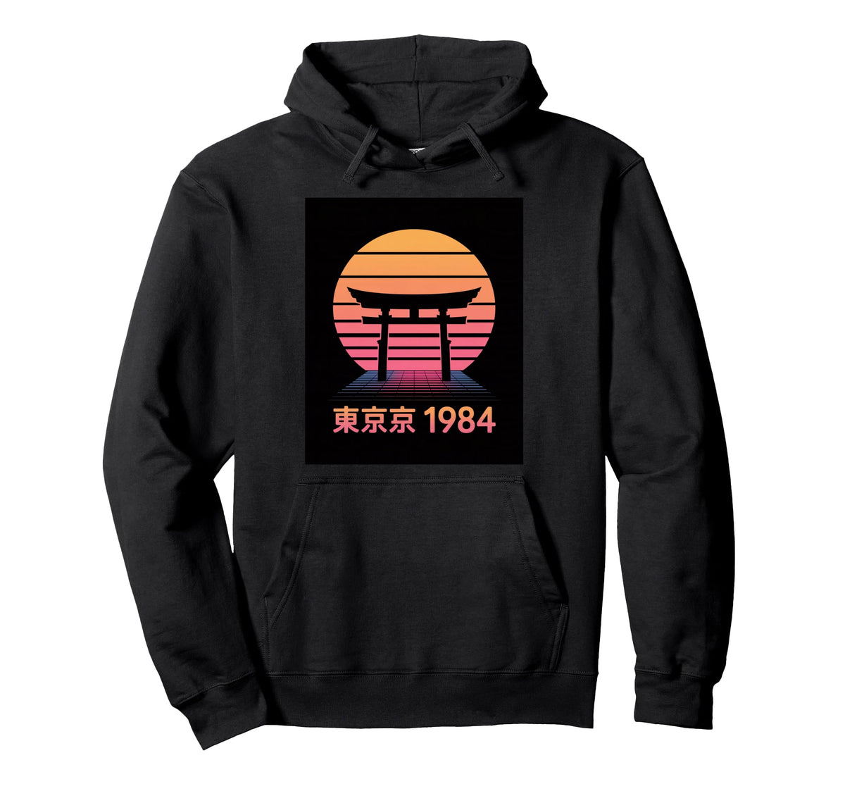 Tokyo 1984 Japanese Torii Sunset Hoodie - Streetwear Style for Adults
