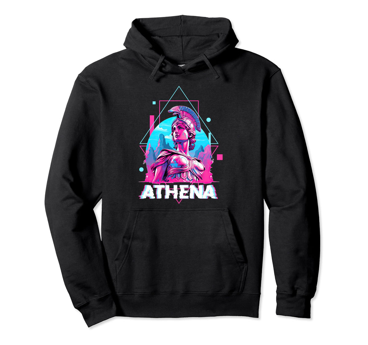 Athena Glitch Vaporwave Streetwear Greek Hoodie - Unique Graphic Unisex