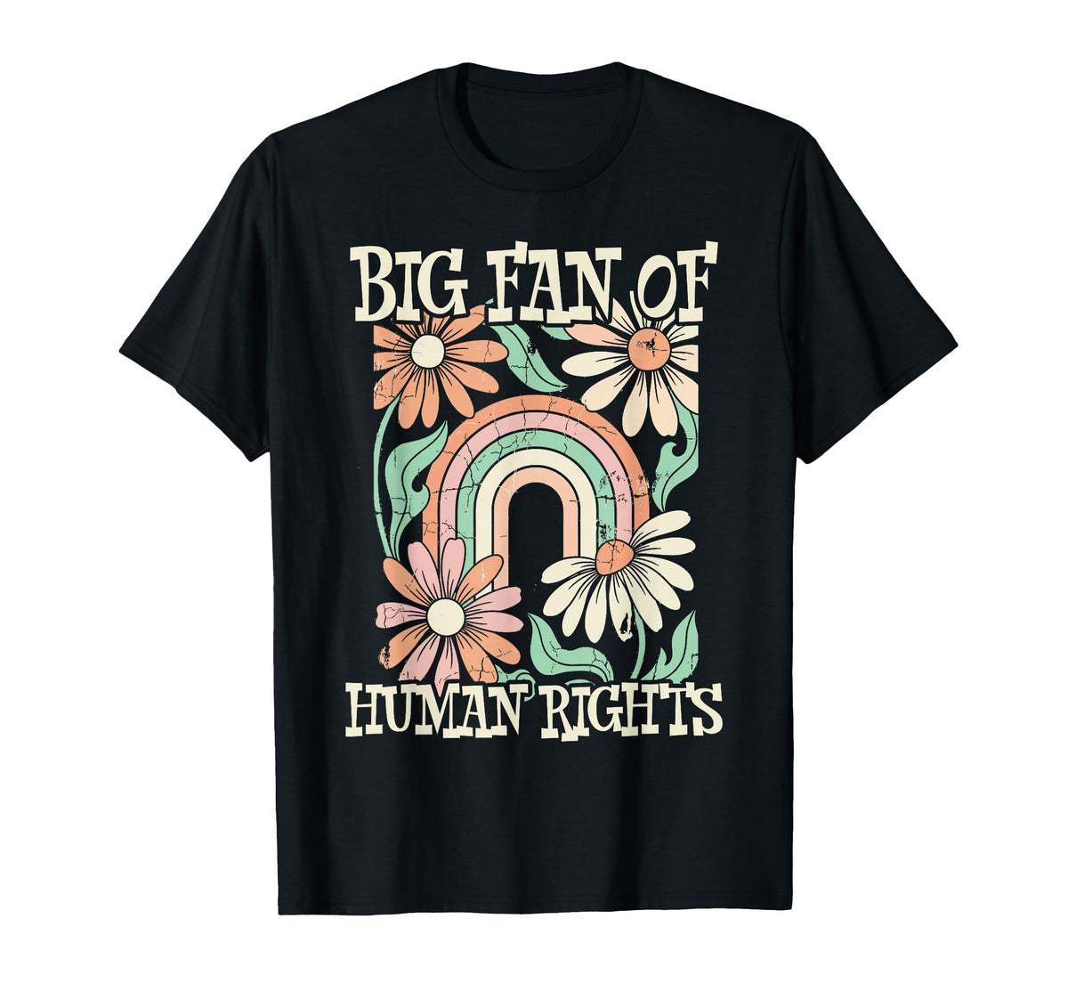 Big Fan Human Rights Flowers Rainbow T-Shirt - Streetwear Style for Adults