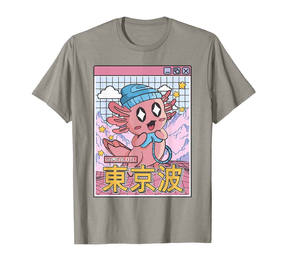 Happy Axolotl Gaming Vaporwave T-Shirt - Streetwear Style for Adults