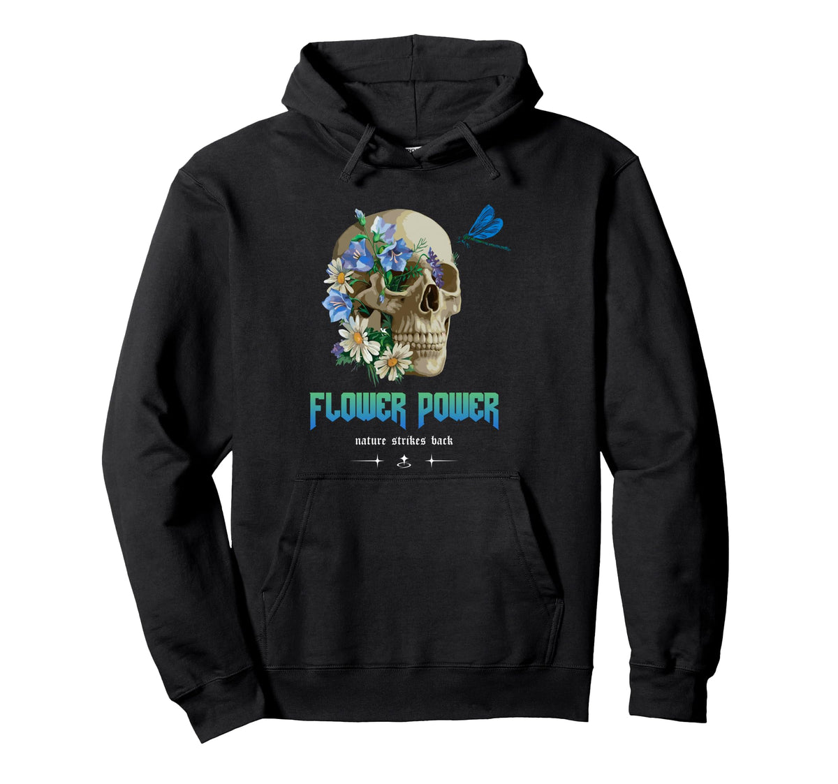 Flower Power Skull Aesthetic Edgy Hoodie - Custom Art Print Men Women